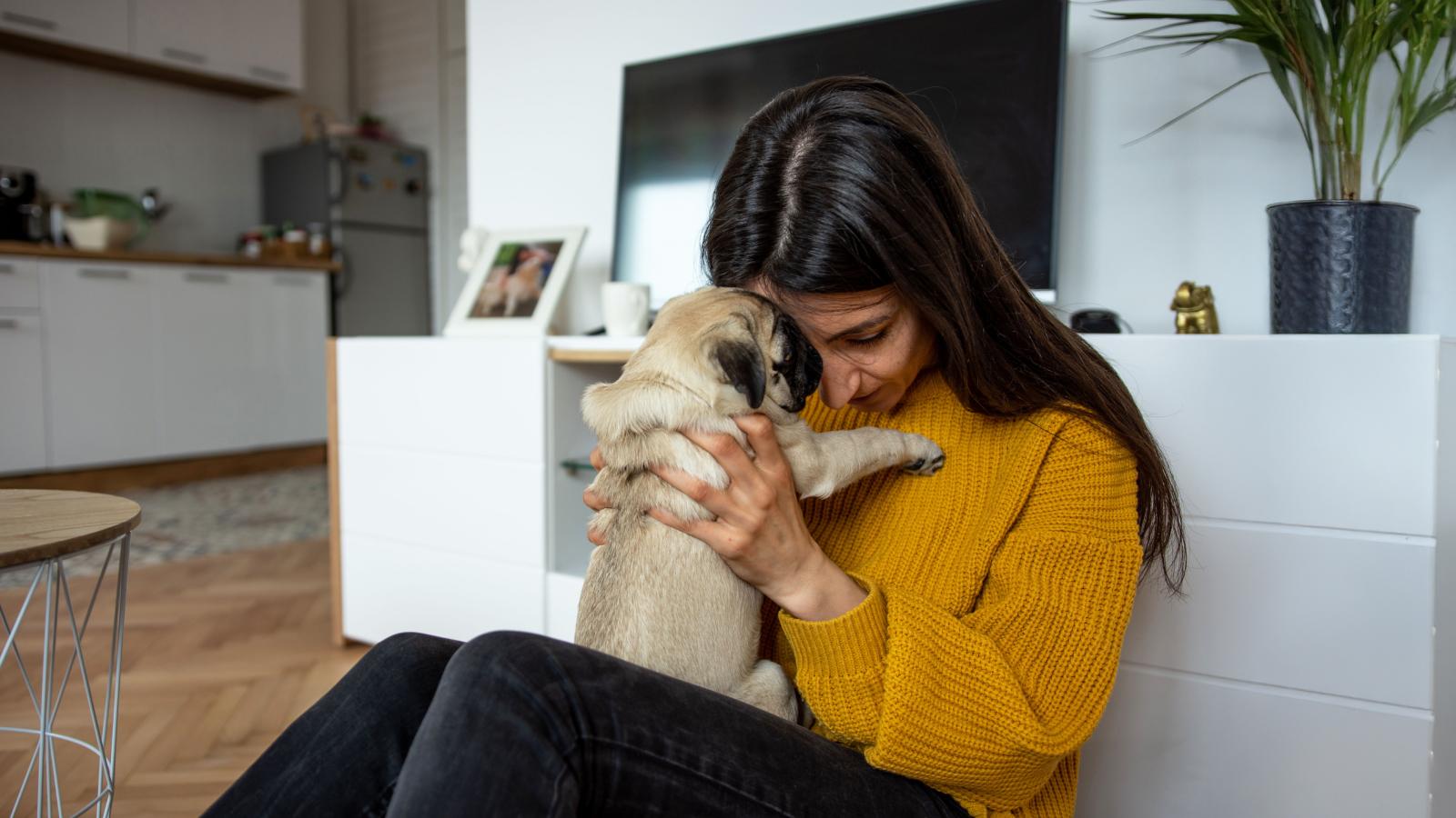 Woman with her little dog