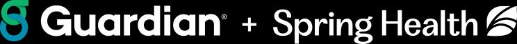 Guardian + Spring Health Logo White Guardian + Spring Health White Logo