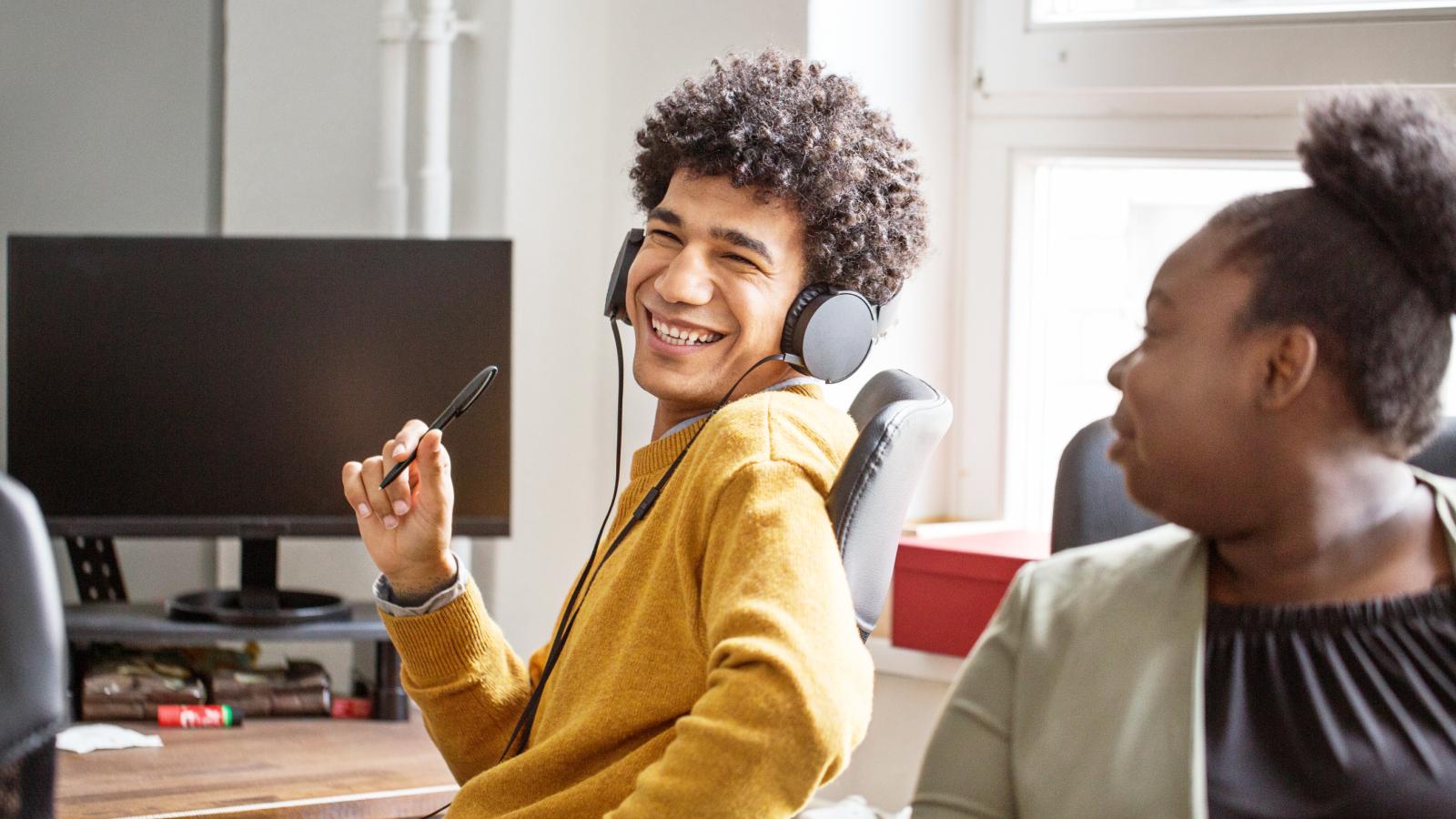 smiling business colleagues working together smiling business colleagues working together