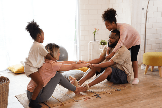 Family stretching together.