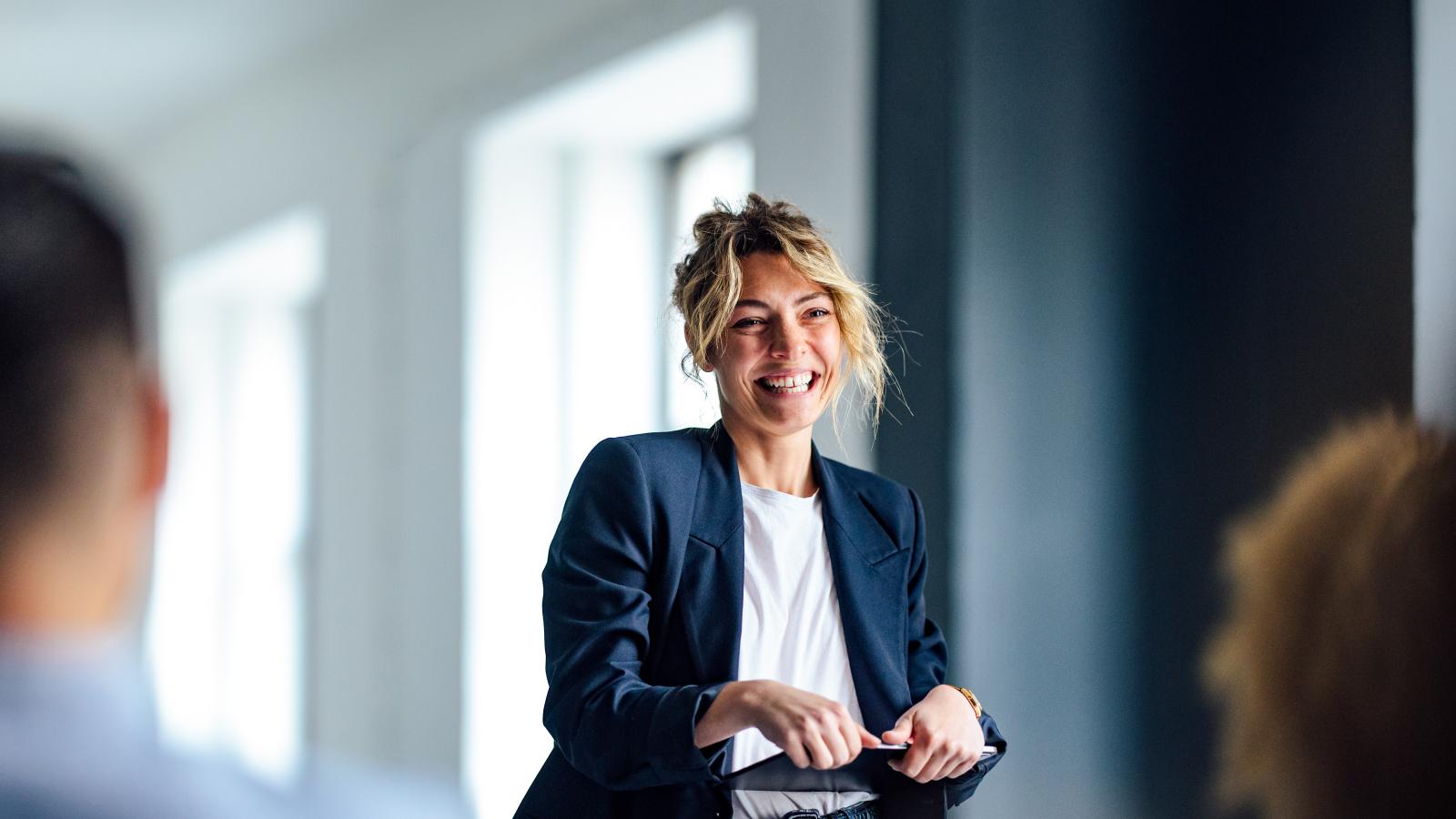 Cheerful-Woman-Presenter