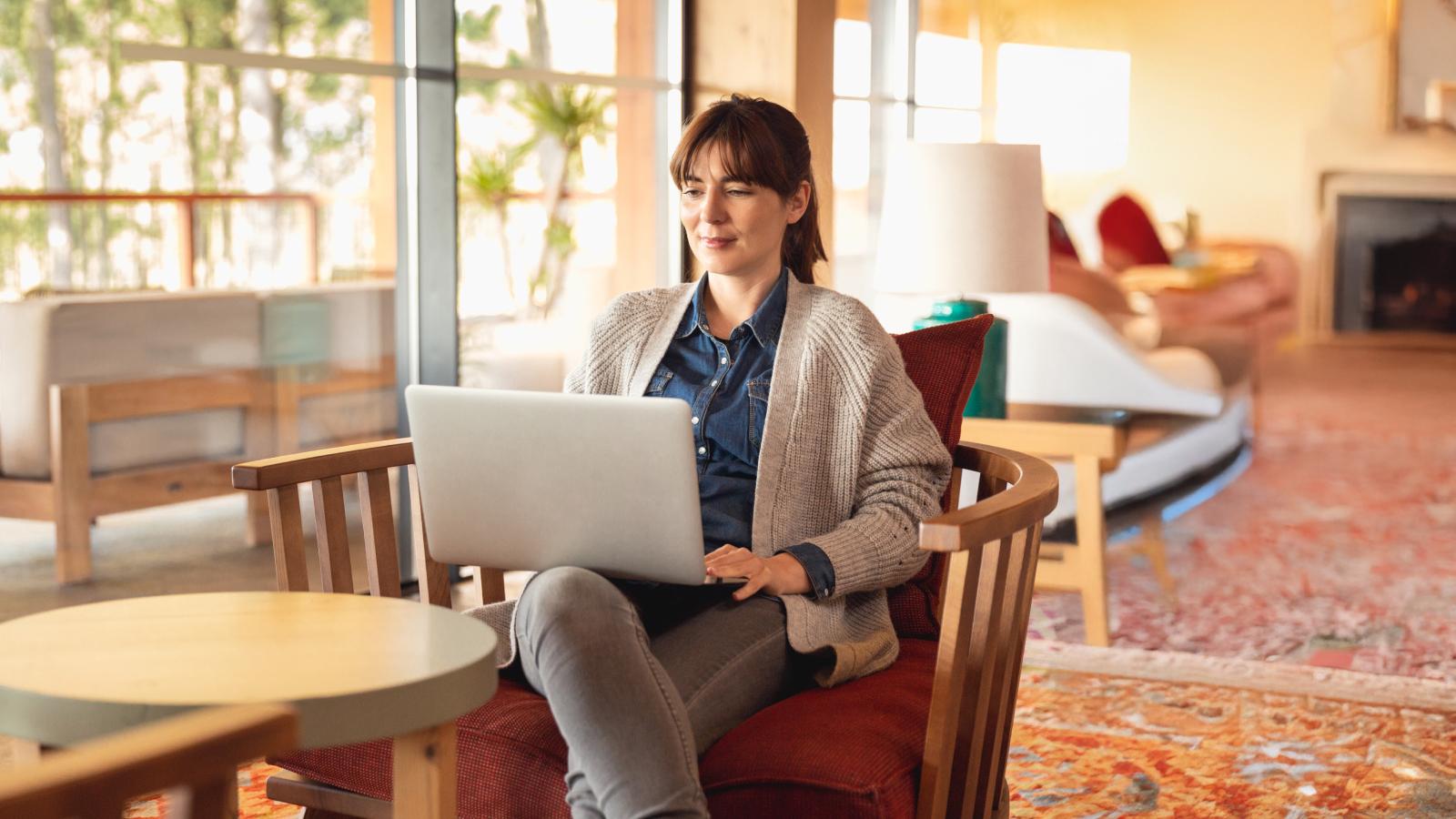 Woman working on a laptop