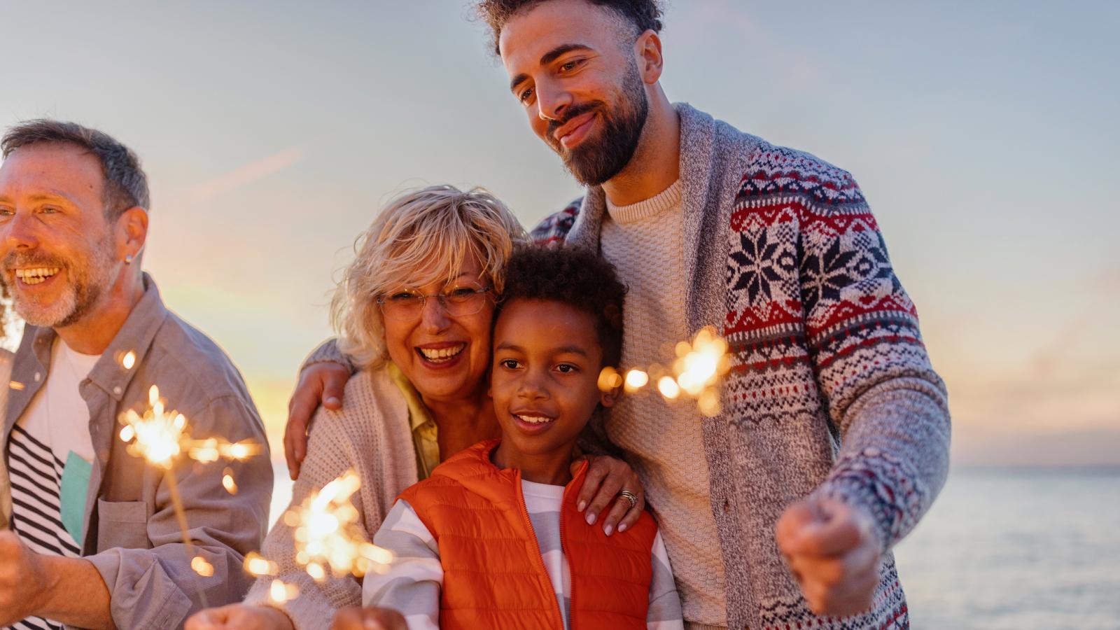 multi generation family celebrating christmas