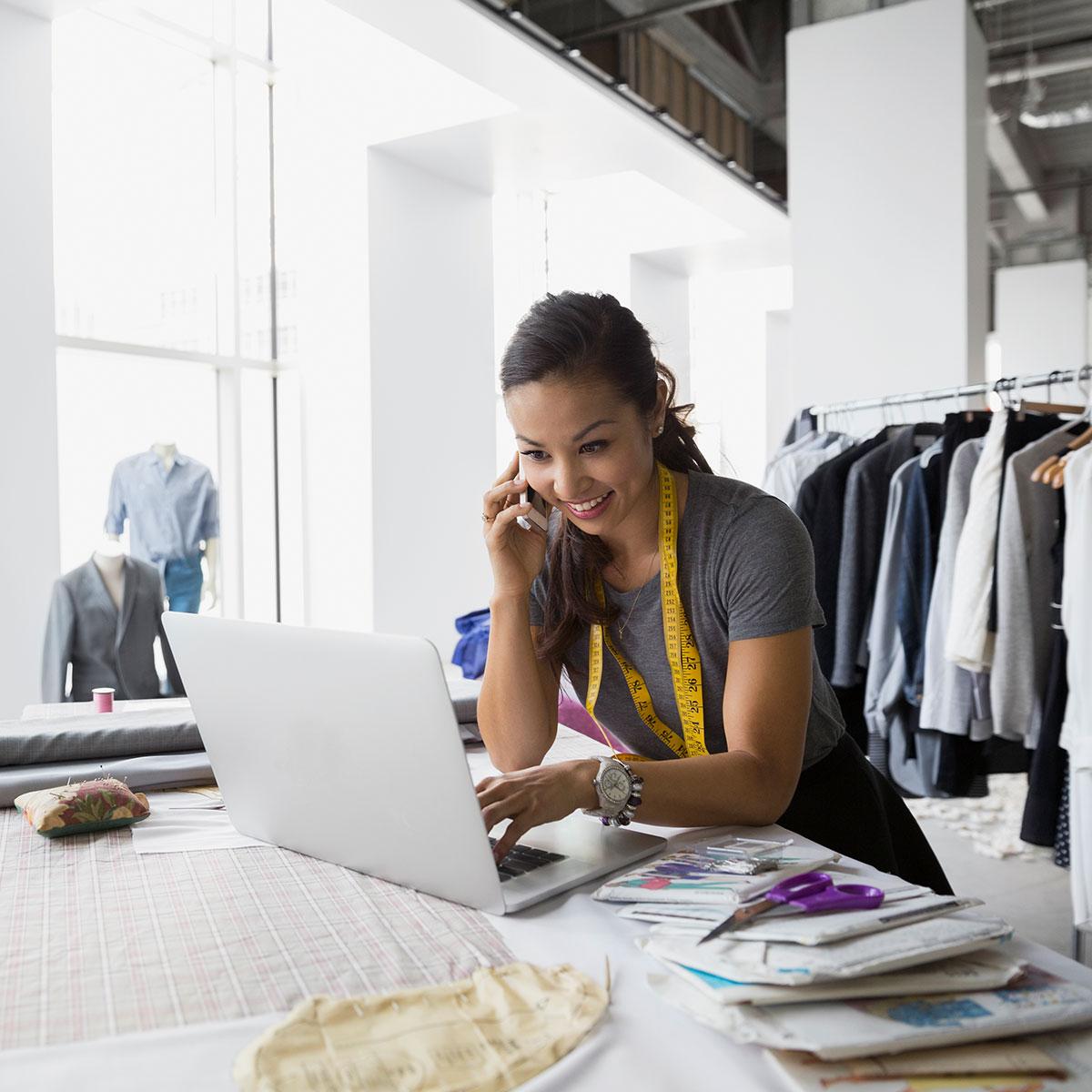 Woman entrepreneur on the phone.