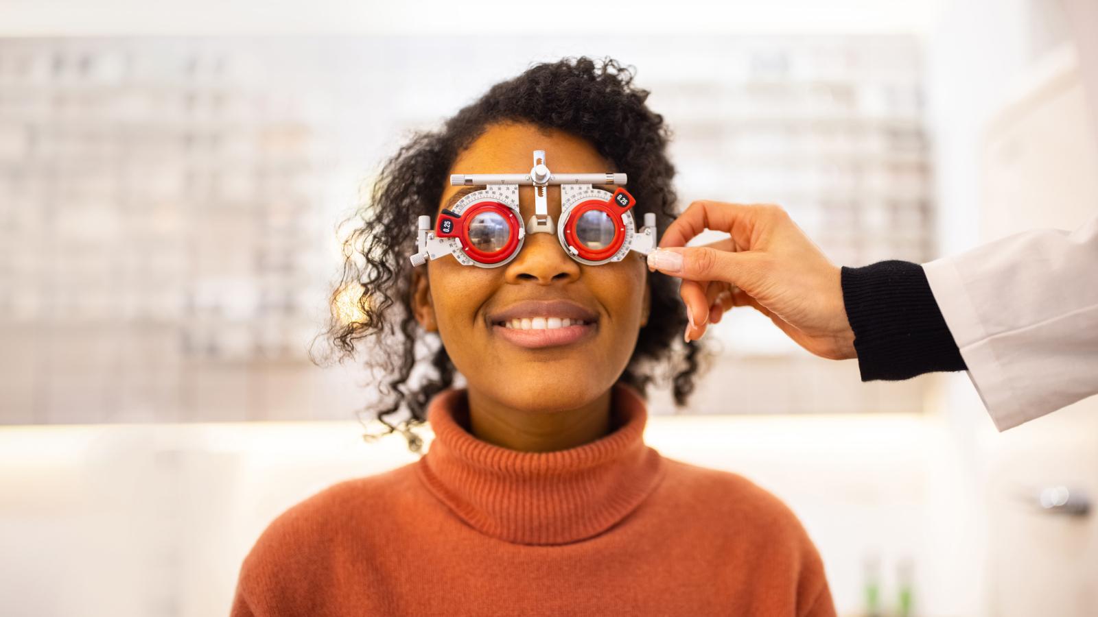 Young woman having eyesight test