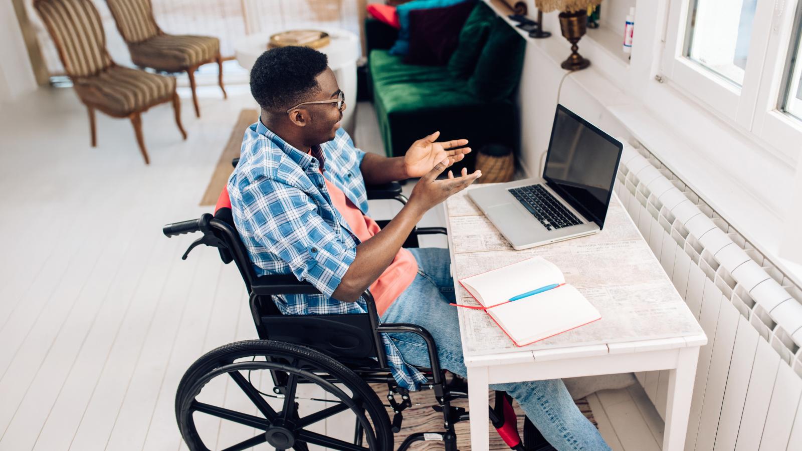 Man with disability having a meeting