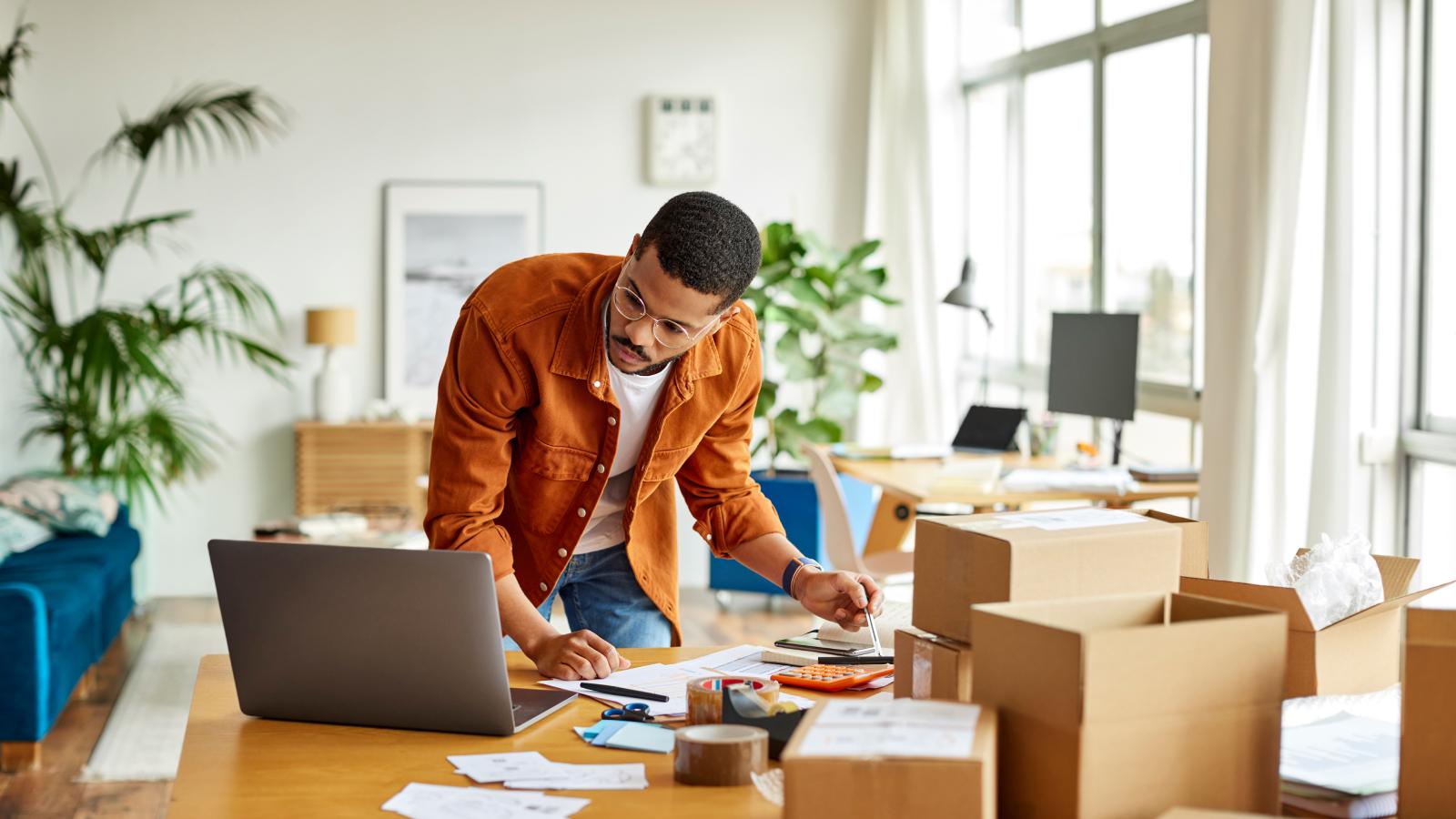 Man analyzing documents