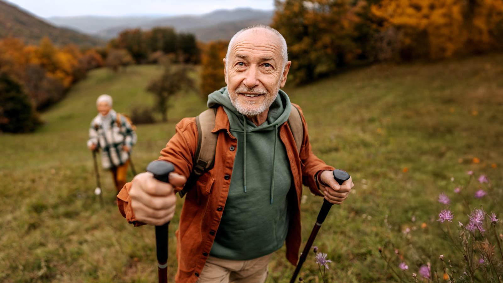 Senior man on a hike