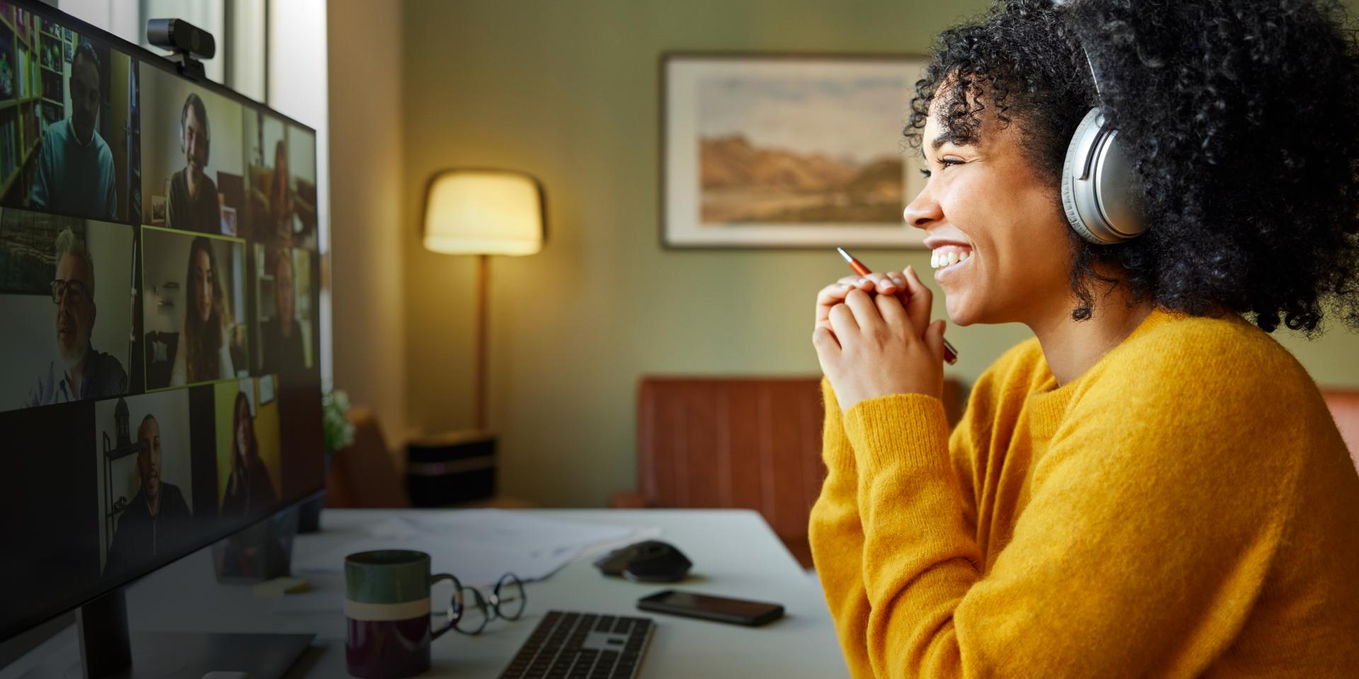Multiracial colleagues discussing on video call Multiracial colleagues discussing on video call