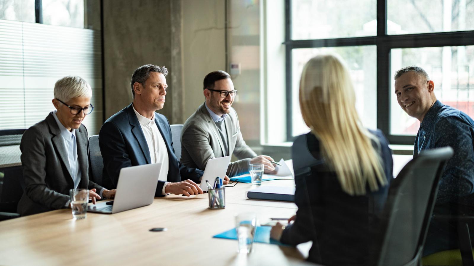 Business colleagues talking on a meeting