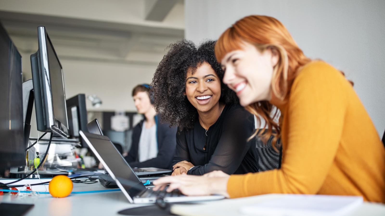 Female colleagues in office working together