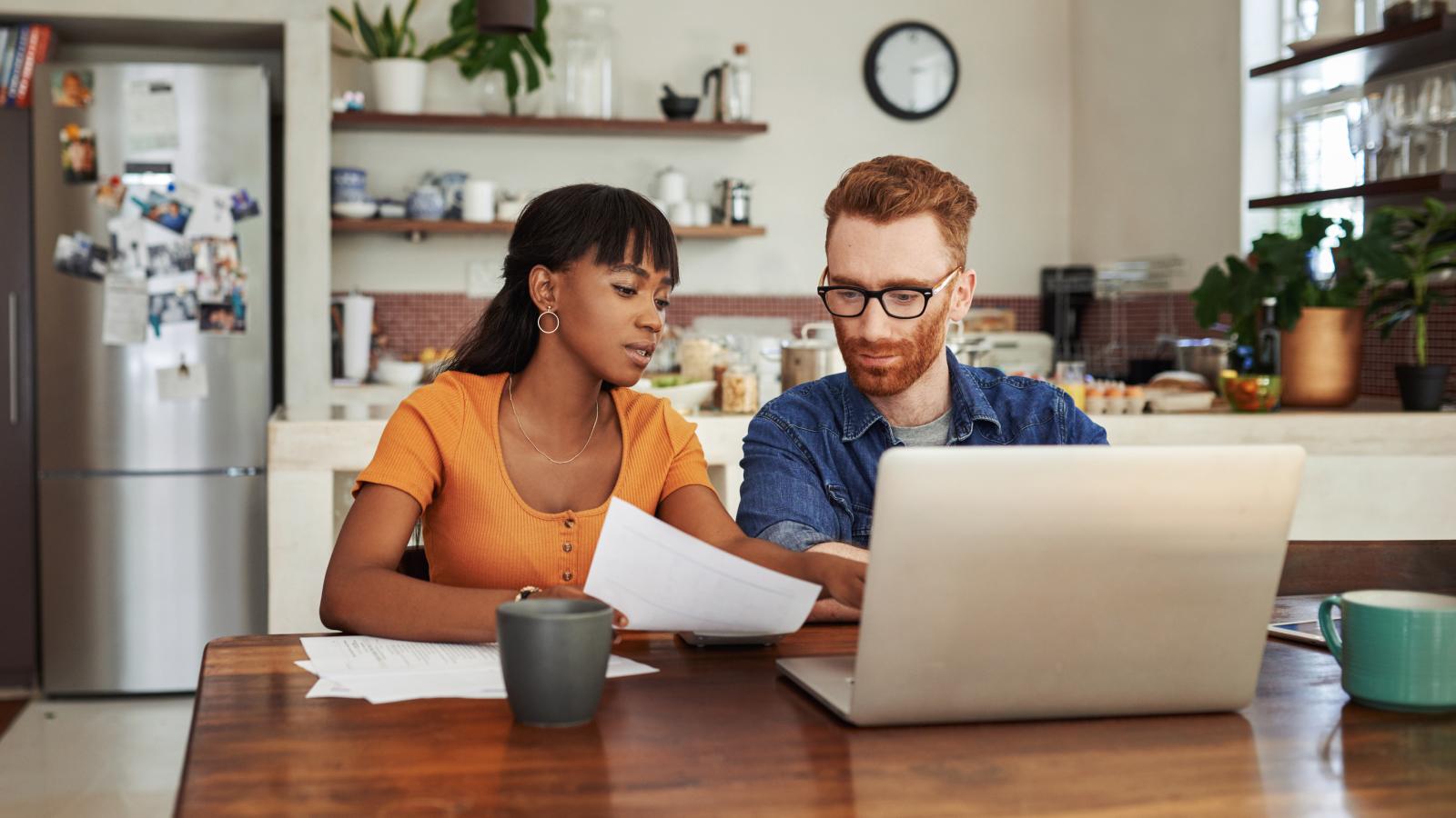 Couple looking at paperwork