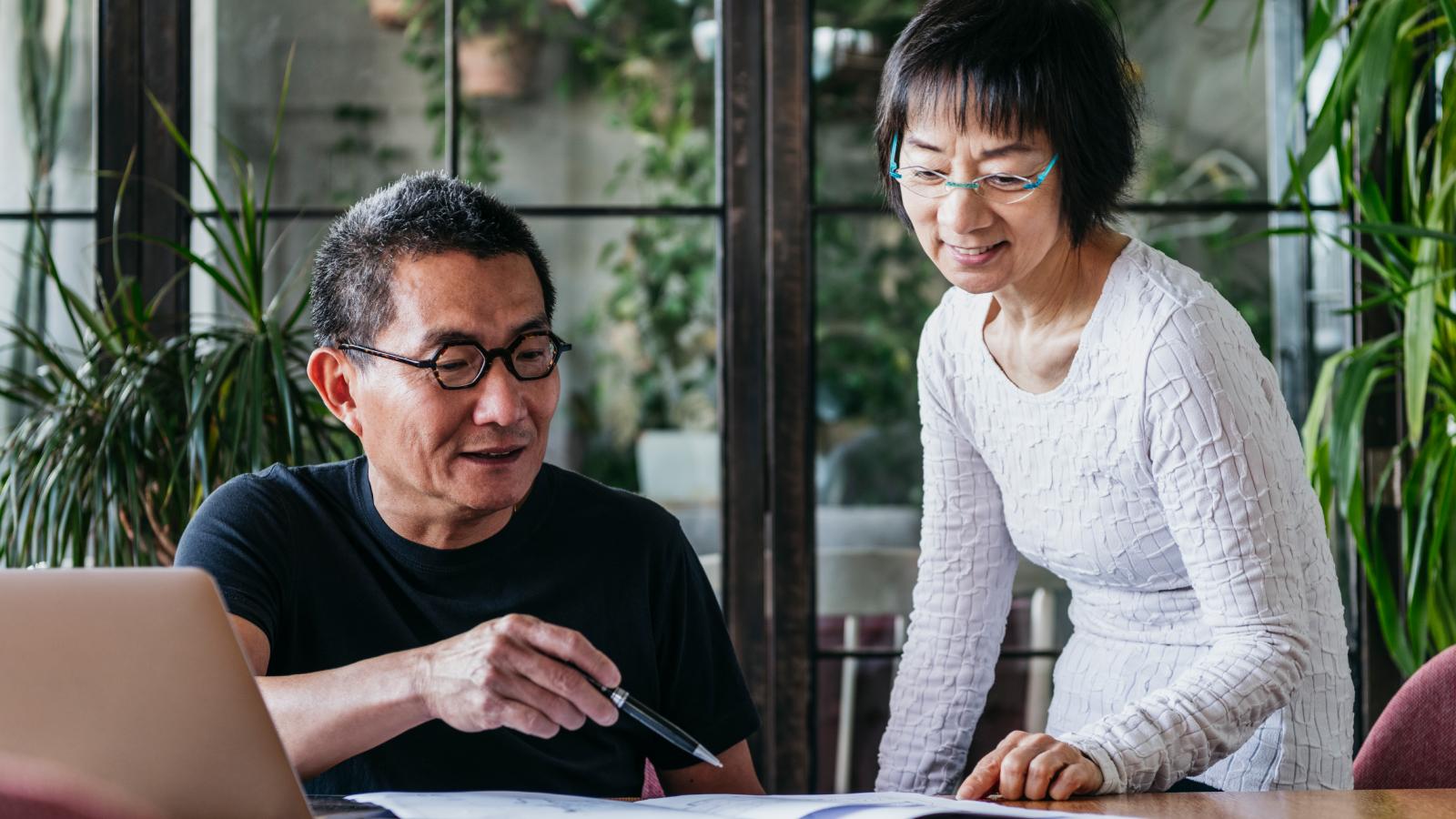 Couple reviewing paperwork