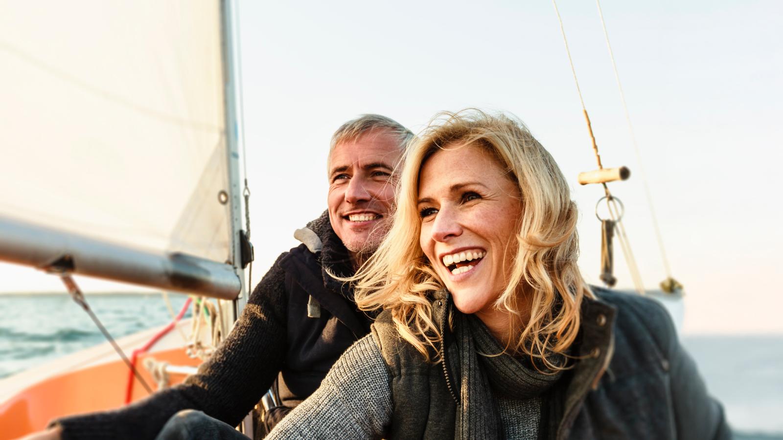 Couple on sailing boat