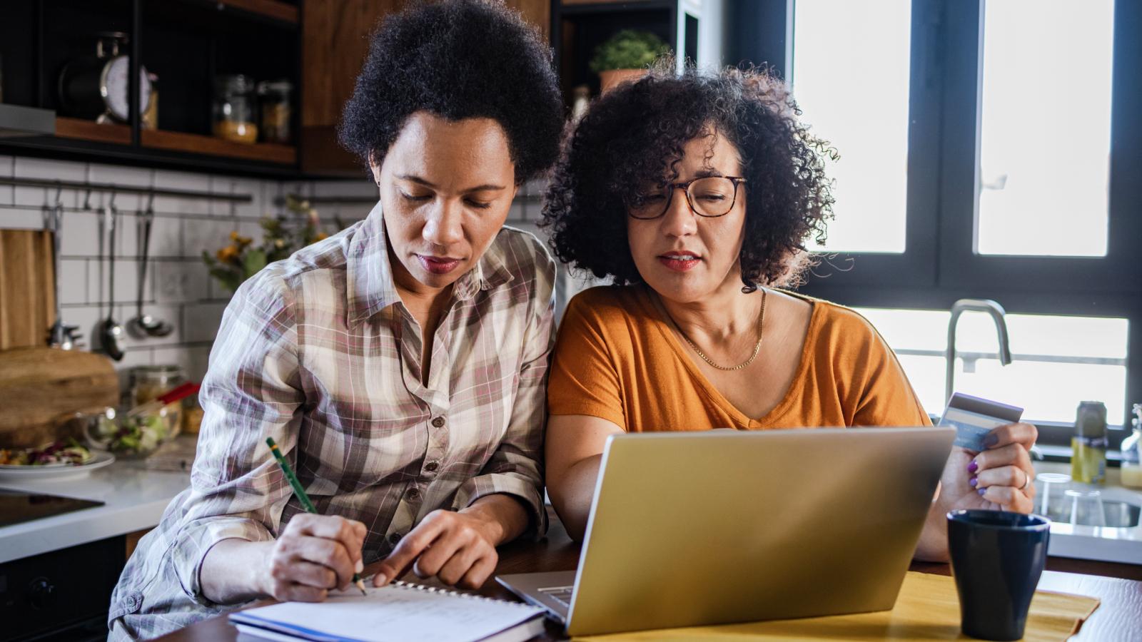 People reviewing finances