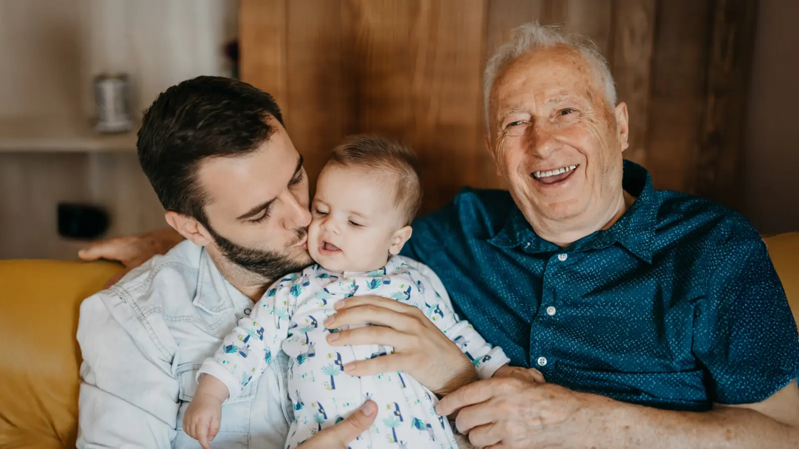 three generation family sitting together