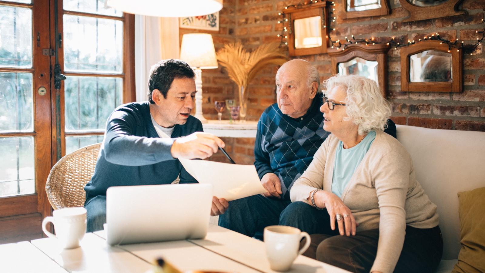 Senior couple meeting with agent