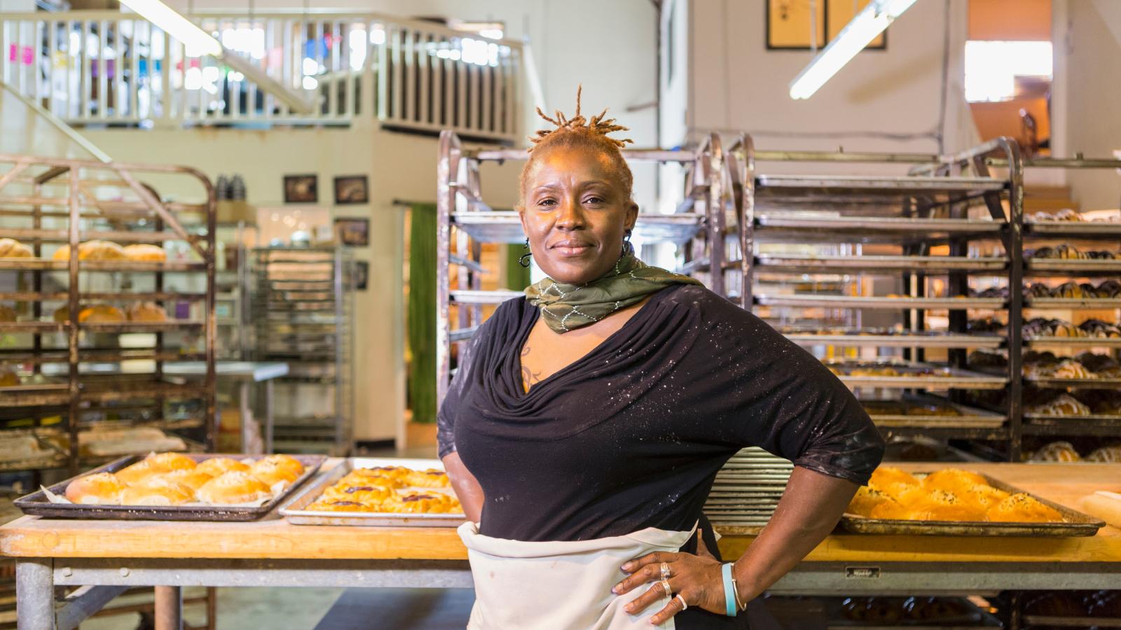 Woman in bakery