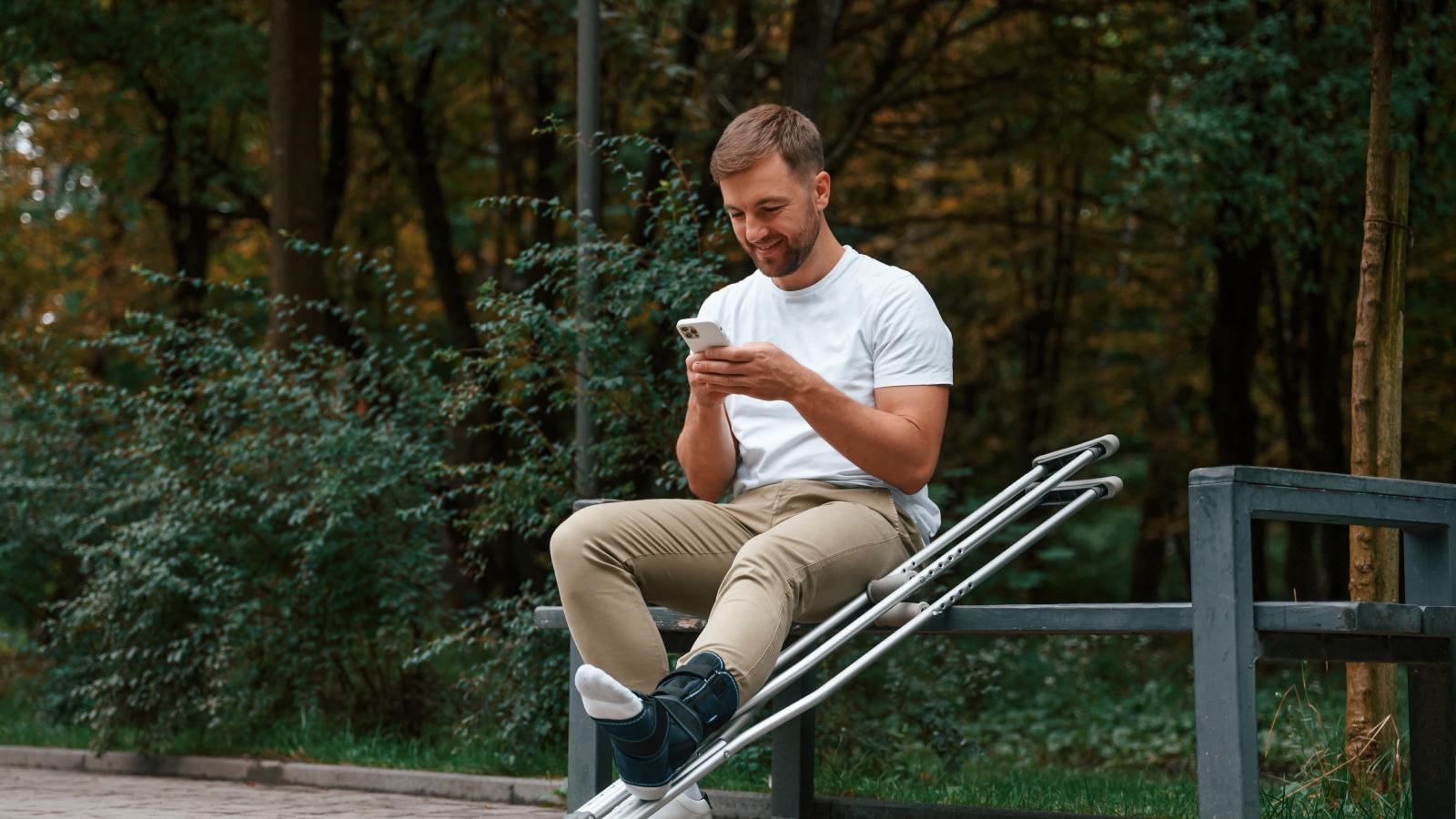 Man with a lower leg and foot injury.