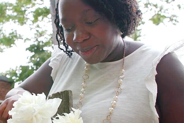 Rachel with flowers