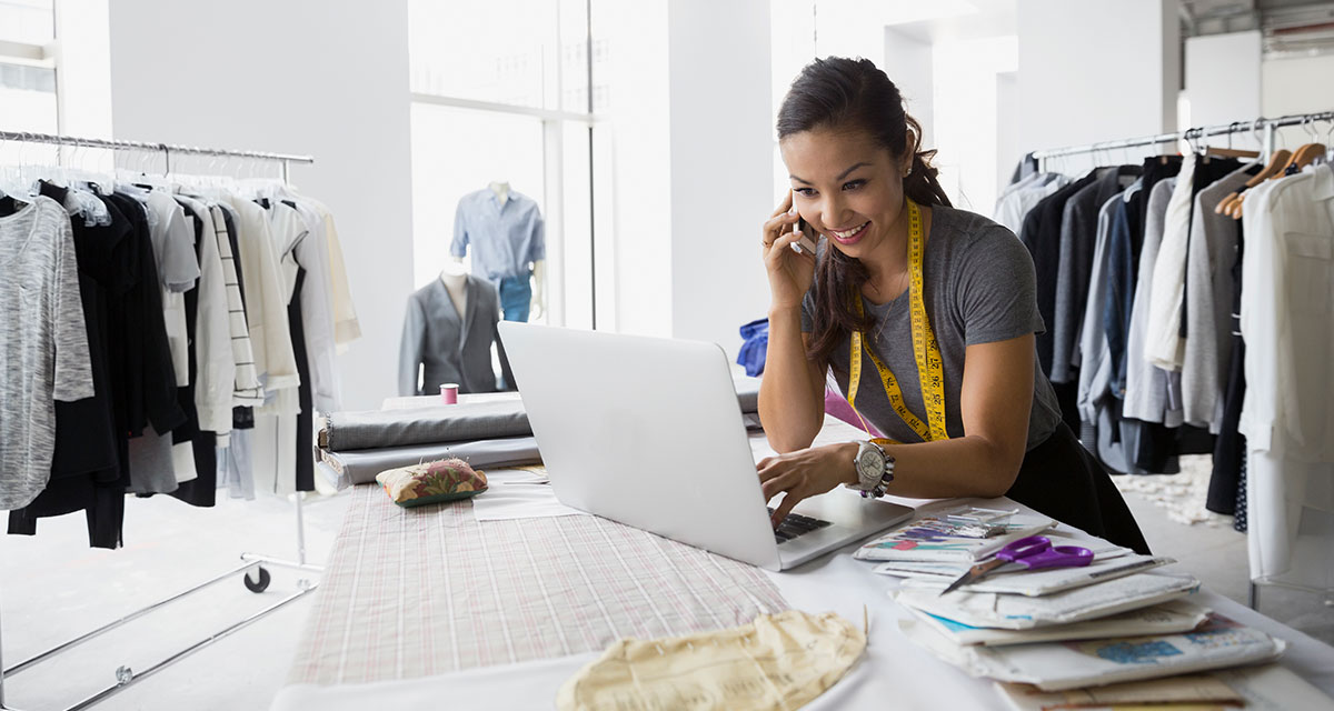 Small business owner taking an order on the phone