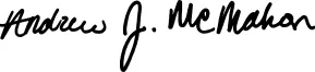 The handwritten signature of Andrew J. McMahon, drawn in the thick strokes of a black pen.