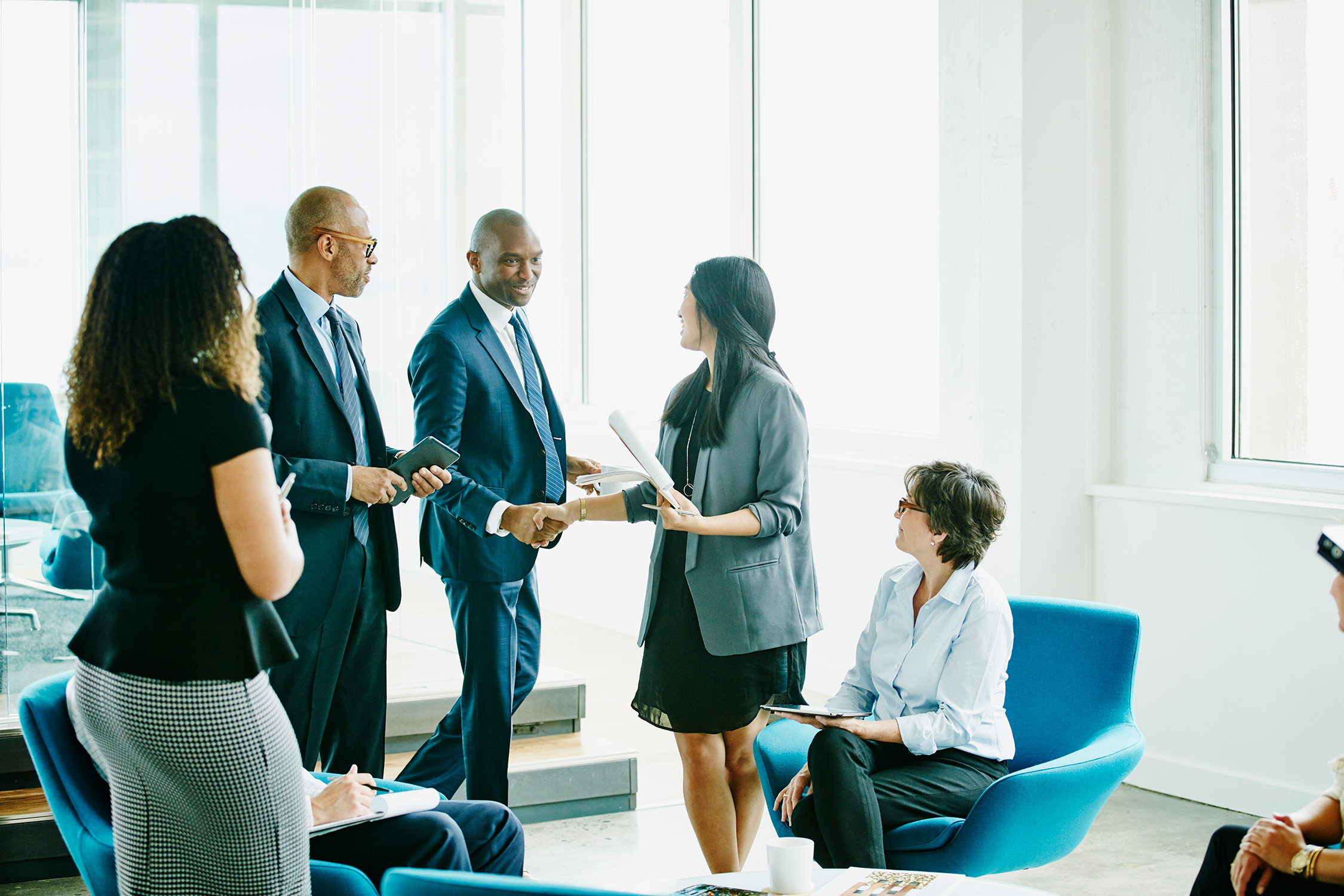 A client meeting with multiple people